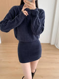 Ribbed Knit Bating Sleeve Fake Two Piece 2024 Winter