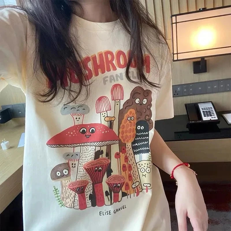 The Mushroom Cute Women's T Shirt Harajuku Vintage