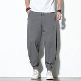 Men's Striped Cotton Linen Harem Pants