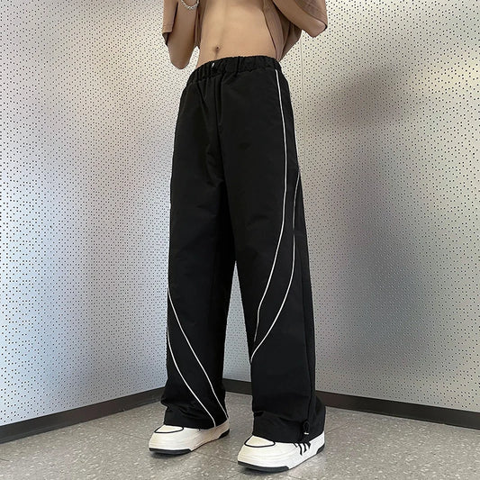 Pants Men All-match Chic Leisure Wide Leg Autumn Streetwear Boyfriend Full Length