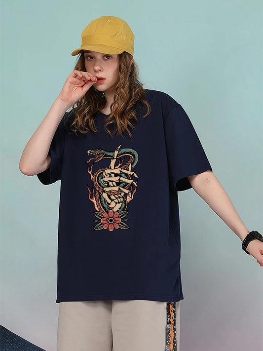 Women's Oversized Poisonous Snake Graphic T-Shirt