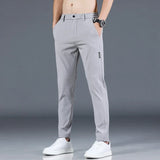 2024 Thin Ice Silk Stretch Men's Pants Casual Elastic Waist Smooth Trouser Pants