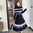 Elegant striped thick sweater dress female 2024 spring