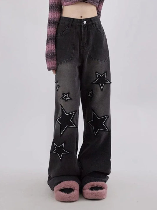 Y2K Goth Star Baggy Jeans 90s