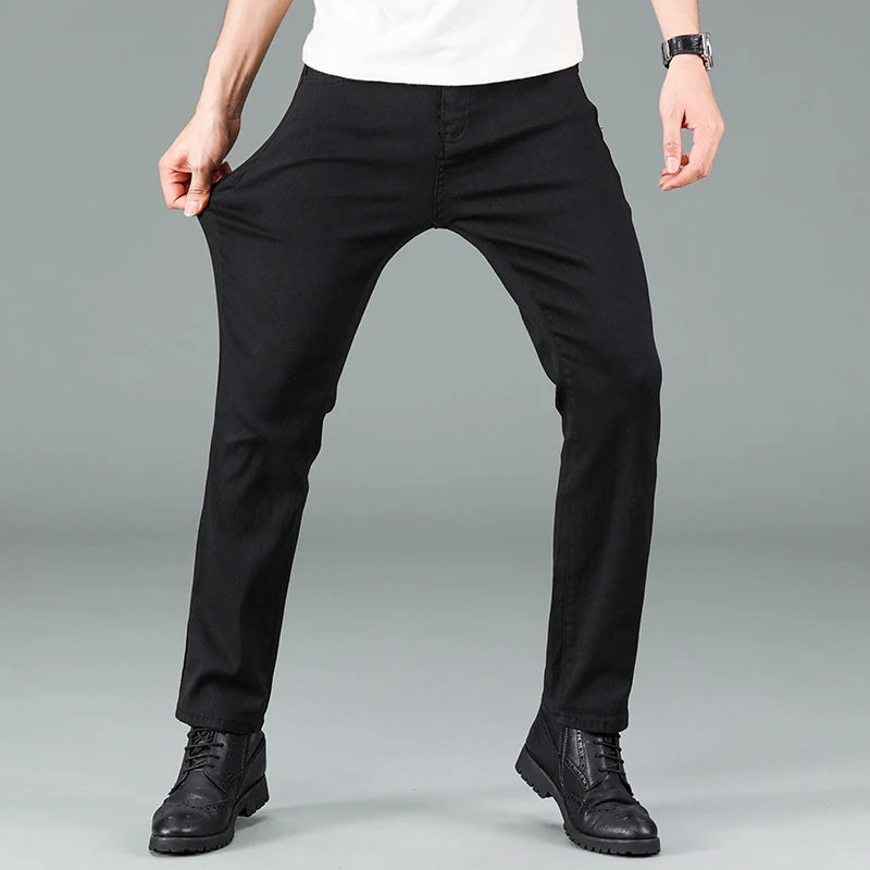 Men's pure jeans Korean trendy straight fit pants