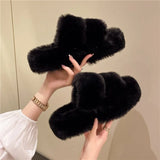 Winter Flat Platform Slippers Women 2024