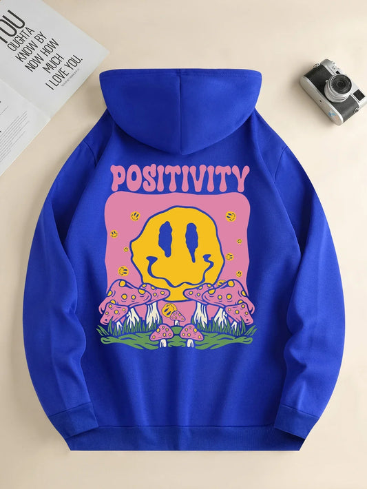 Women Cartoon Mushroom Print Harajuku Hoodie Casual Pullover