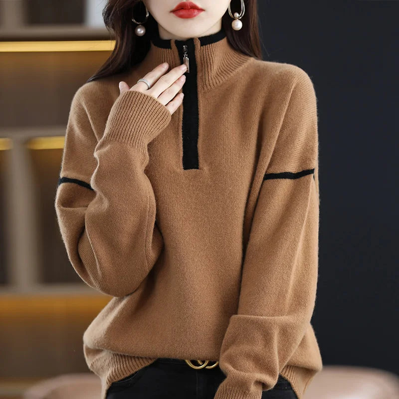 Autumn And Winter Half Turtleneck Loose Pullover