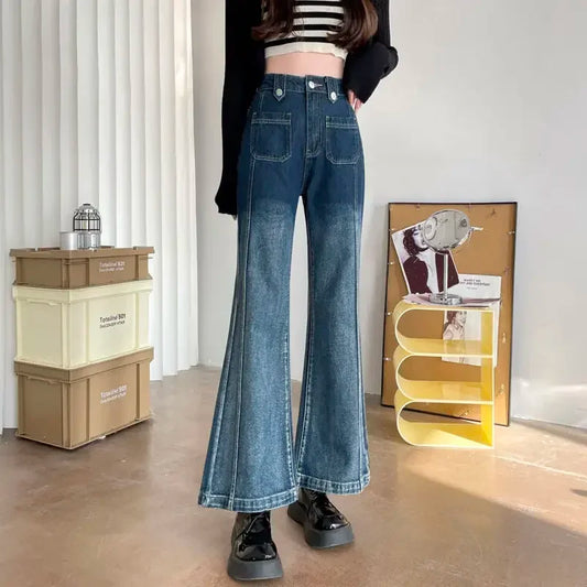 Bell Bottom with Pockets Trousers Unique  Aesthetic Emo A