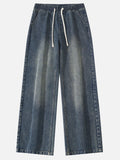 Men's Drawstring Elastic Waist Jeans, Casual Streetwear,