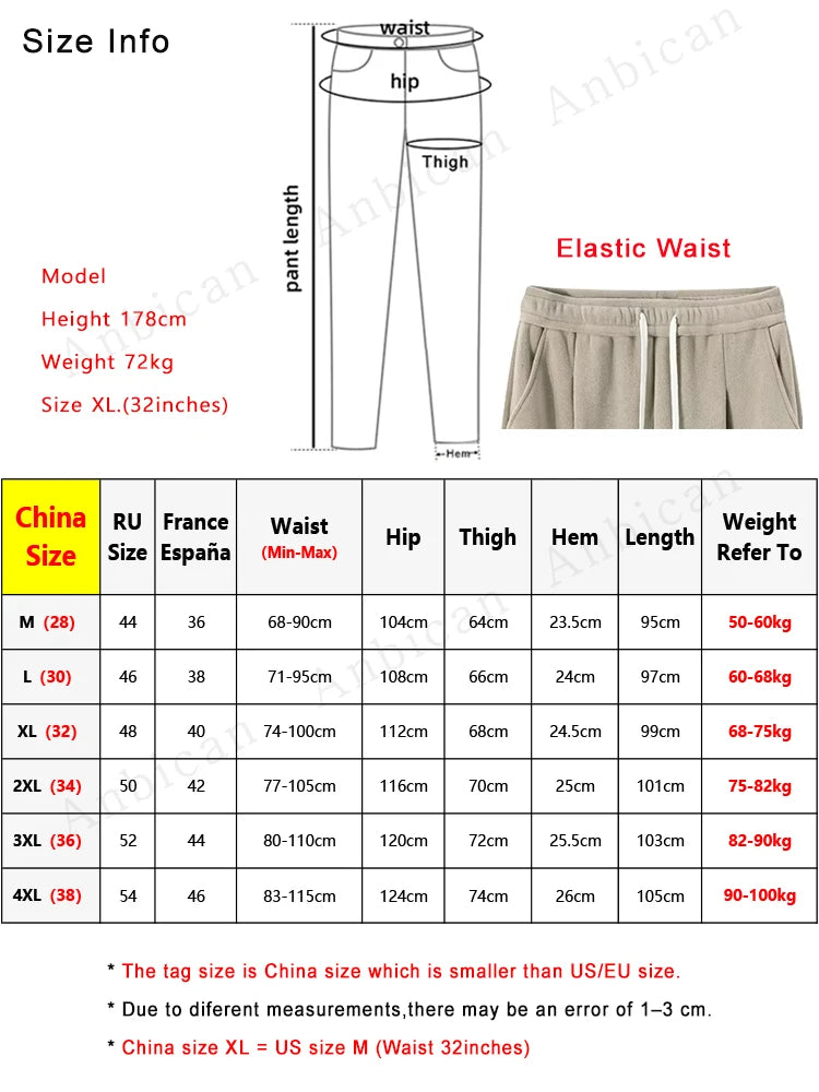 Winter Men's Sweatpants Fashion Thick Warm Fleece