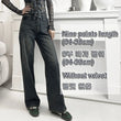 Fleece-lined Straight Denim Pants For Female Autumn Winter