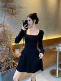 Women Pleated Slim Fit A-line Solid Elegant