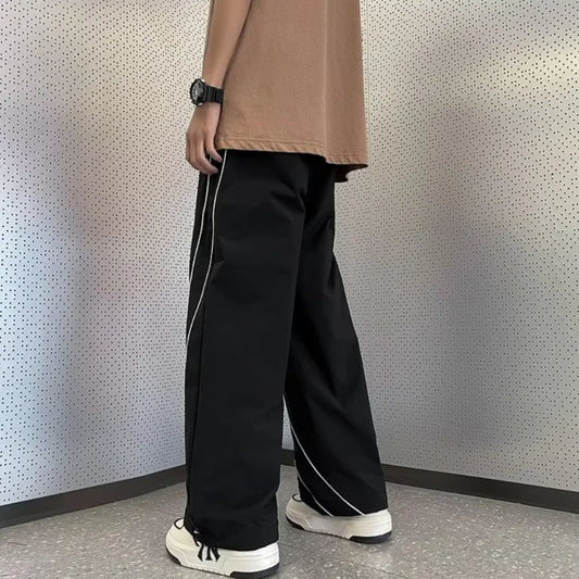 Pants Men All-match Chic Leisure Wide Leg Autumn Streetwear Boyfriend Full Length