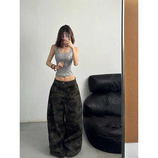 Y2K Camouflage Wide Leg Jeans Women's High Waist