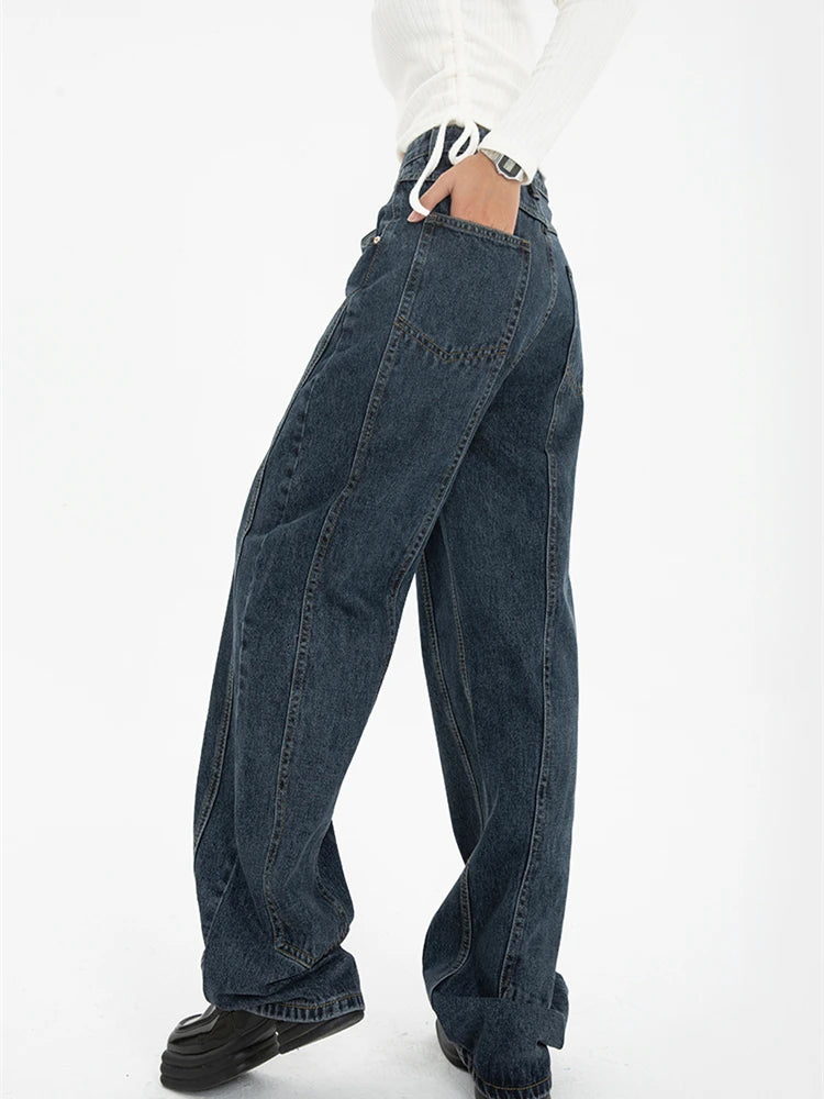 Womens Jeans High Waist Vintage Straight Denim