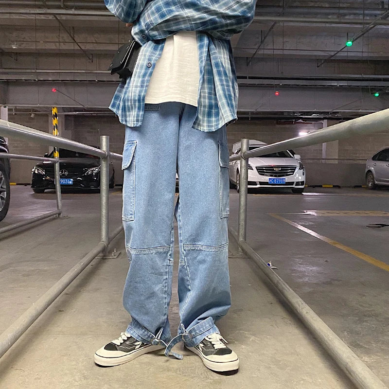 2024 Autumn Loose Straight Baggy Men's Jeans hip hop Streetwear