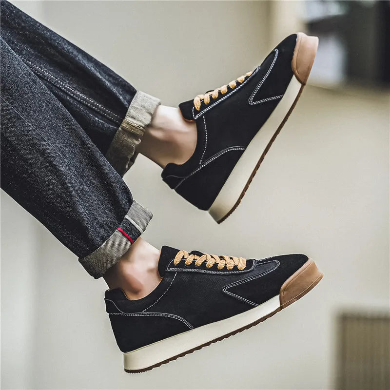 Vintage Suede Sneakers Man Green Breathable Original Men's Sneakers Fashion Platform