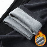 Winter Fleece Warm Thick Pants Men Business Elastic