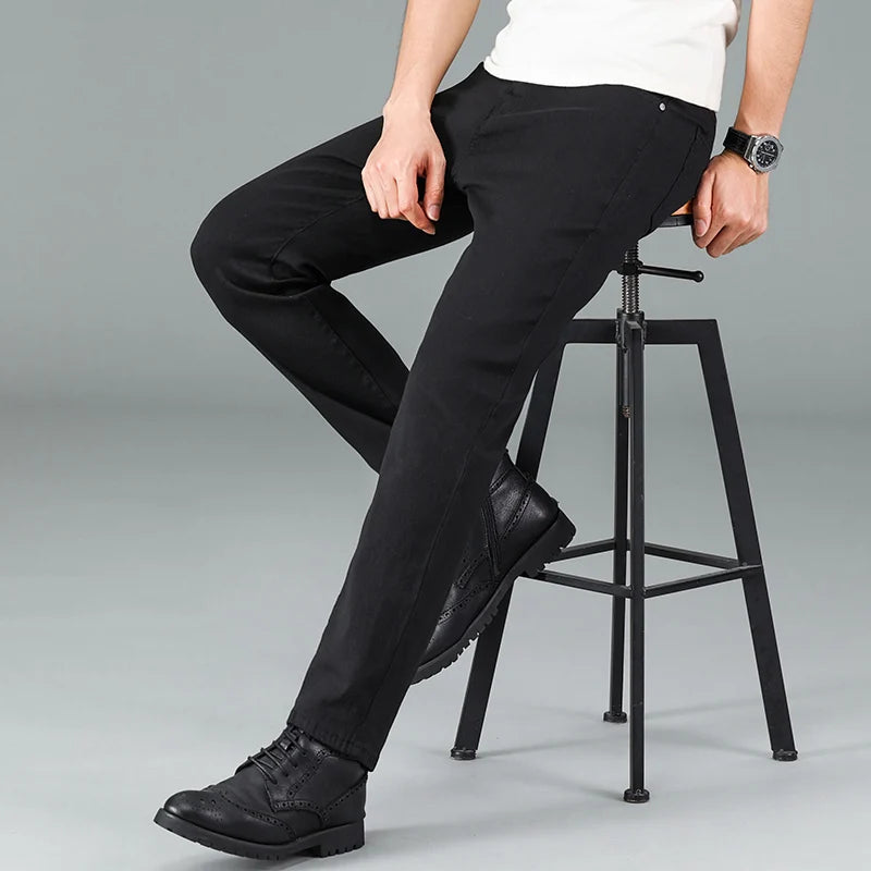 Men's pure jeans Korean trendy straight fit pants