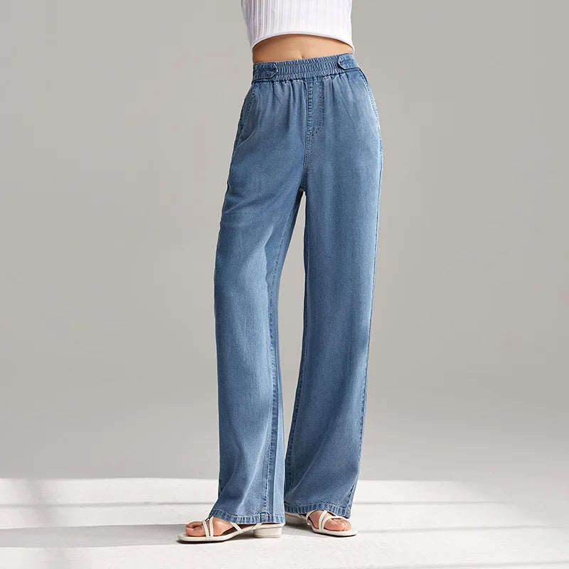 Semir Jeans Women Elastic Waist Trousers Simple Style 2024 Summer