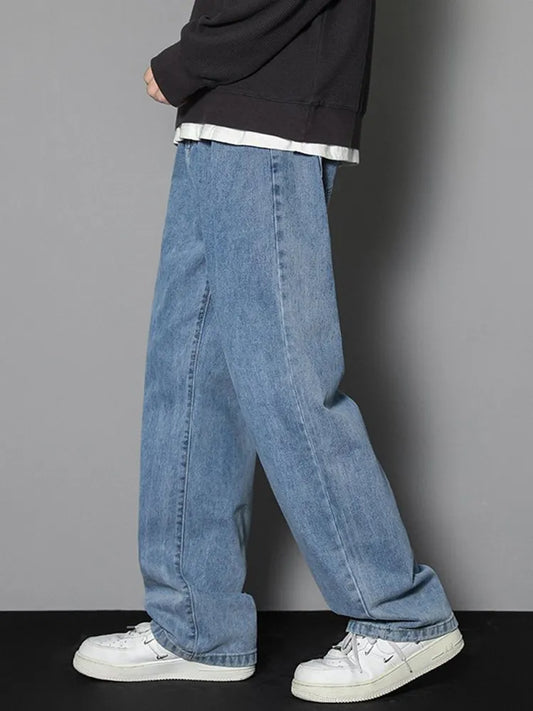 Casual Long Jeans Classic Man Straight Denim Wide-leg