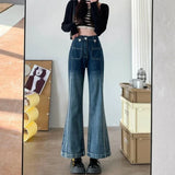 Bell Bottom with Pockets Trousers Unique  Aesthetic Emo A