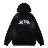 Men Ripped Grunge Oversized Hoodie Streetwear Pullover