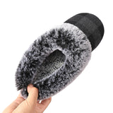 Plaid Thicken Plush Fur Slippers Women 2024 Winter