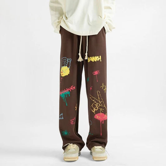 American Graffiti Hombre Y2K Streetwear Wide-leg Sweatpants