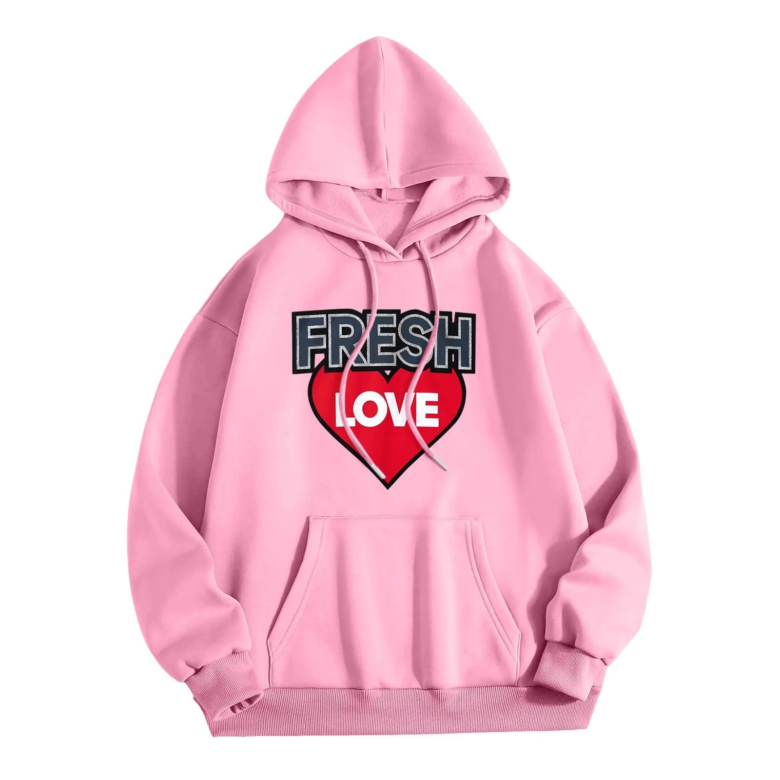 Cute American Y2K  Fresh Love Letter Print Hoodie