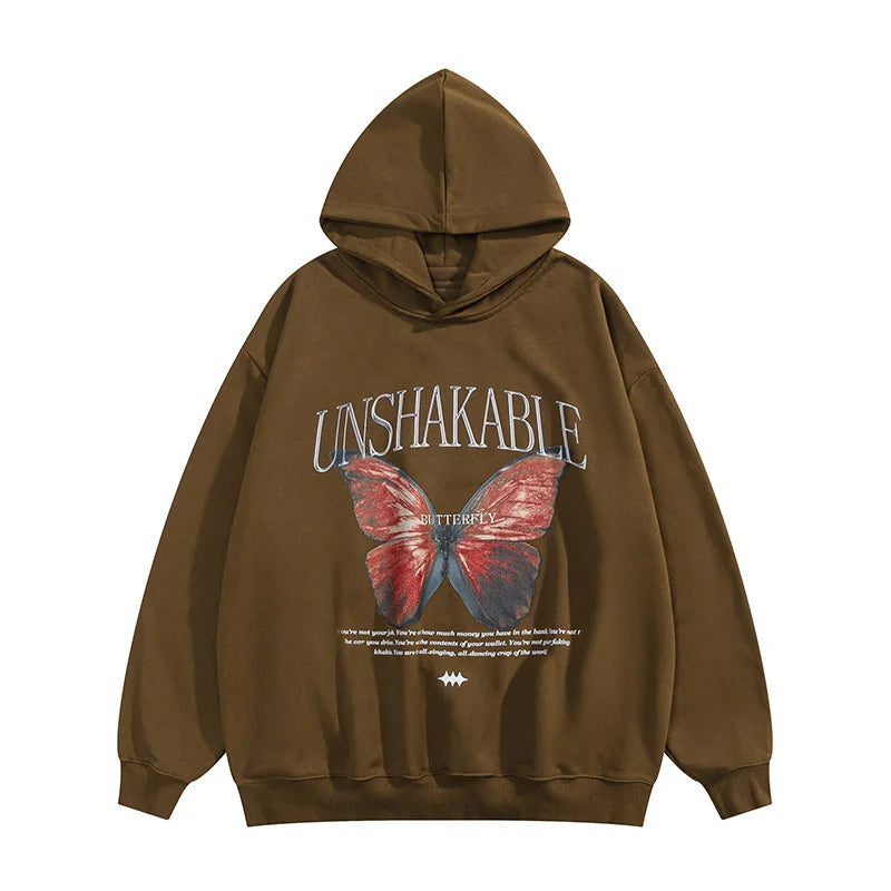 Women Letter Print Butterfly Graphic Streetwear Hoodie