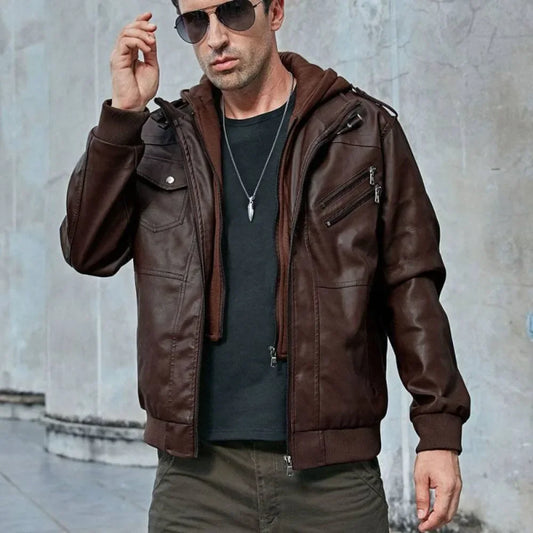 Men's Leather Motorcycle Jacket Streetwear