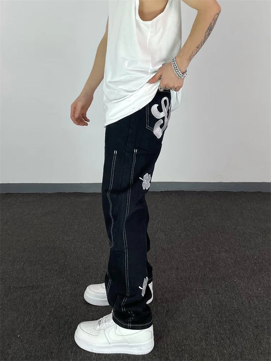 Retro Hip Hop Loose Denim Trousers