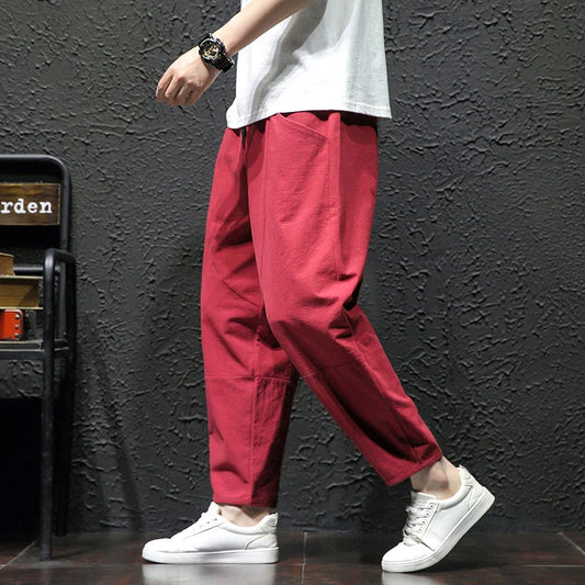 Men's Cotton Ankle-Length Pants Japanese Style