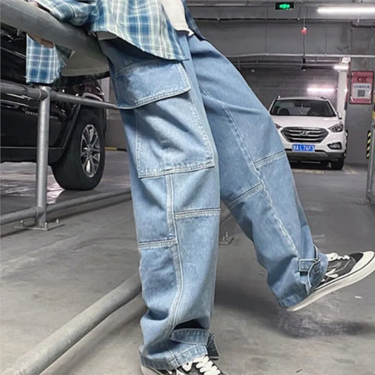 2024 Autumn Loose Straight Baggy Men's Jeans hip hop Streetwear