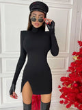 Spring Autumn Bodycon Slim Package Hip Mini Dress Streetwear