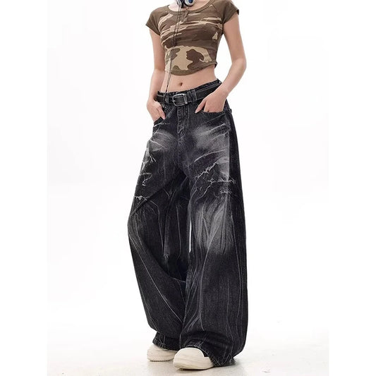 Y2K Oversized Wide-Leg Jeans Women’s High-Waist