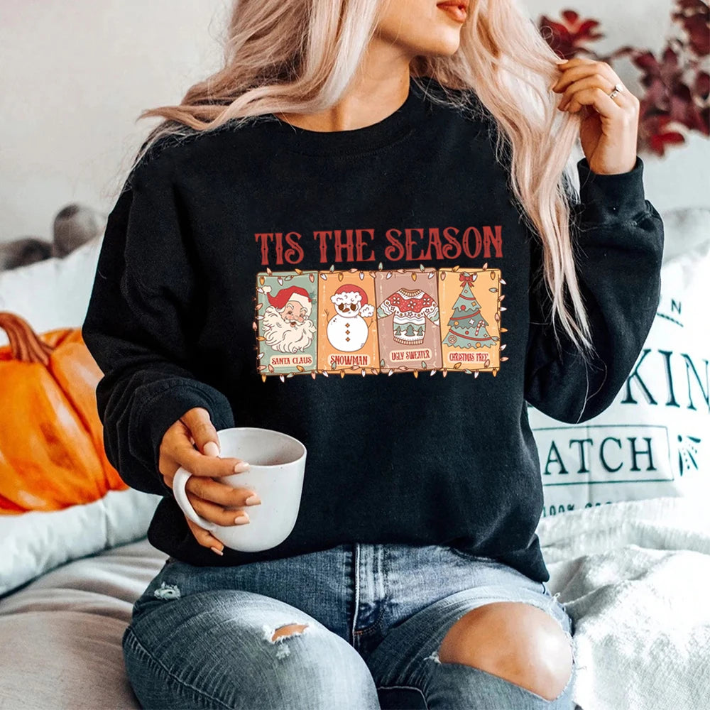 Retro Tis The Season Sweatshirt Tarot Vintage Santa Claus Aesthetic