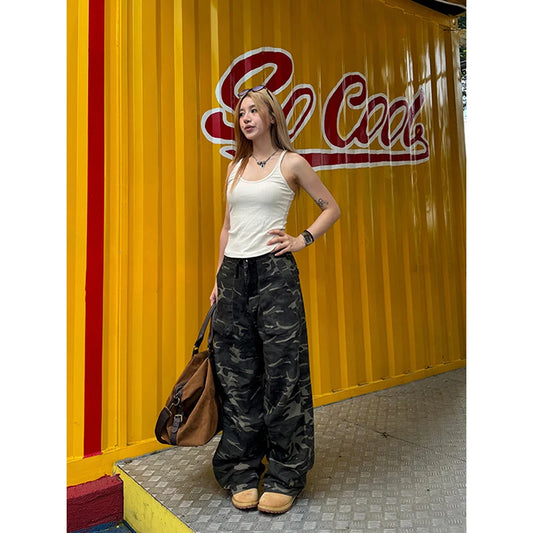 Y2K Camouflage Cargo Jeans Women’s High-Rise Wide-Leg