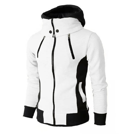 Men's Fleece Bomber Jacket: Zipper Hooded Slim Fit Coat