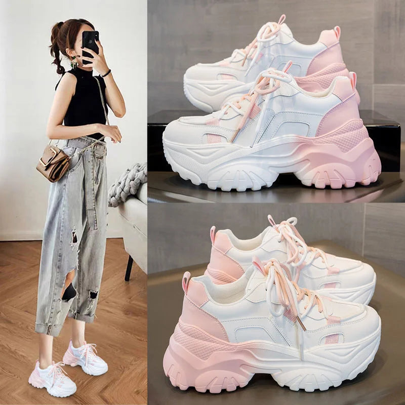 Women Sneakers Fashion Shoes Autumn Lace-up Mesh Breathable