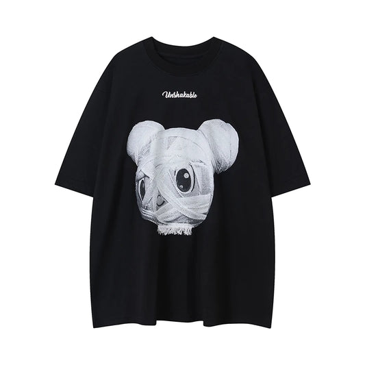 Men Harajuku Cartoon Print Loose Cotton Summer Tee