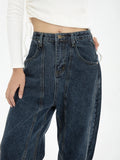 Womens Jeans High Waist Vintage Straight Denim