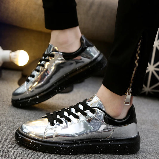 Silver Mirror Men's Punk Sneakers