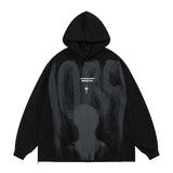 Men Blurred Hoodie Oversize Streetwear Hip Hop Pullover