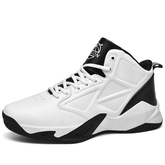 Leather High Top Basketball Shoes Men Anti Slip Basketball Sneakers Sport Shoes