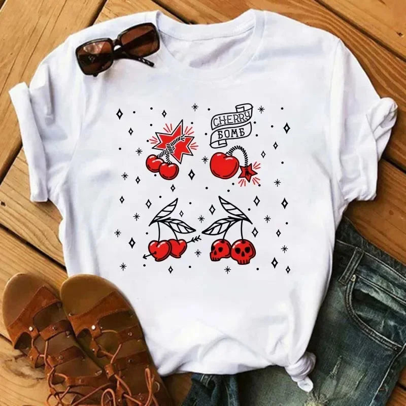 Cherry Fruit Graphic hot sale Summer Fashion Cartoon streetwear Print