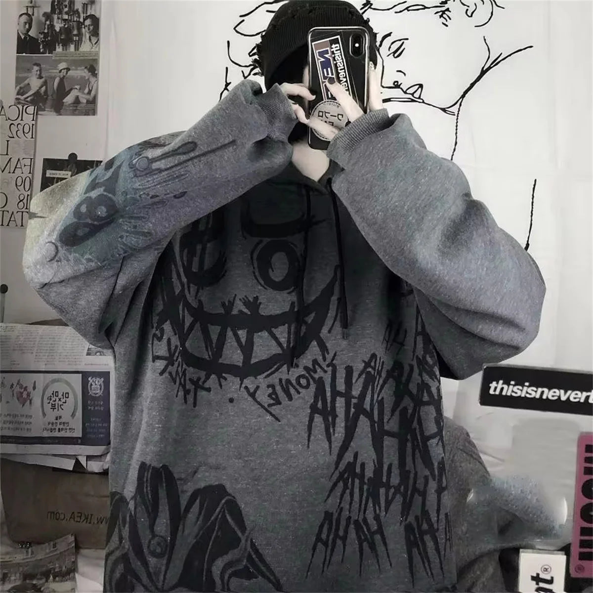 Gothic Japan Hip Hop Hoodie Sweatshirt Oversize Women