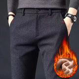 Autumn Winter Straight Leg Long Daily Pants Thicken Casual